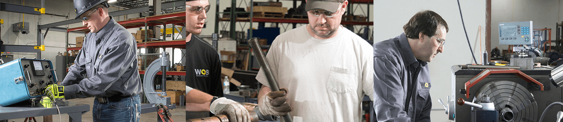 collage of people working on machines in a factory setting 