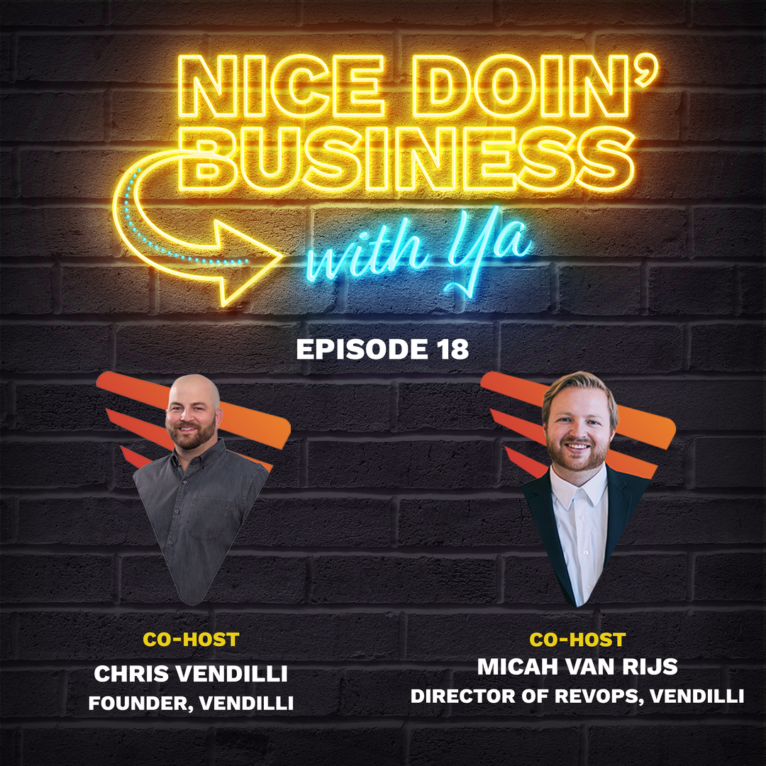 episode 18 title graphic featuring headshot of co-host chris vendilli and co-host micah van rijs