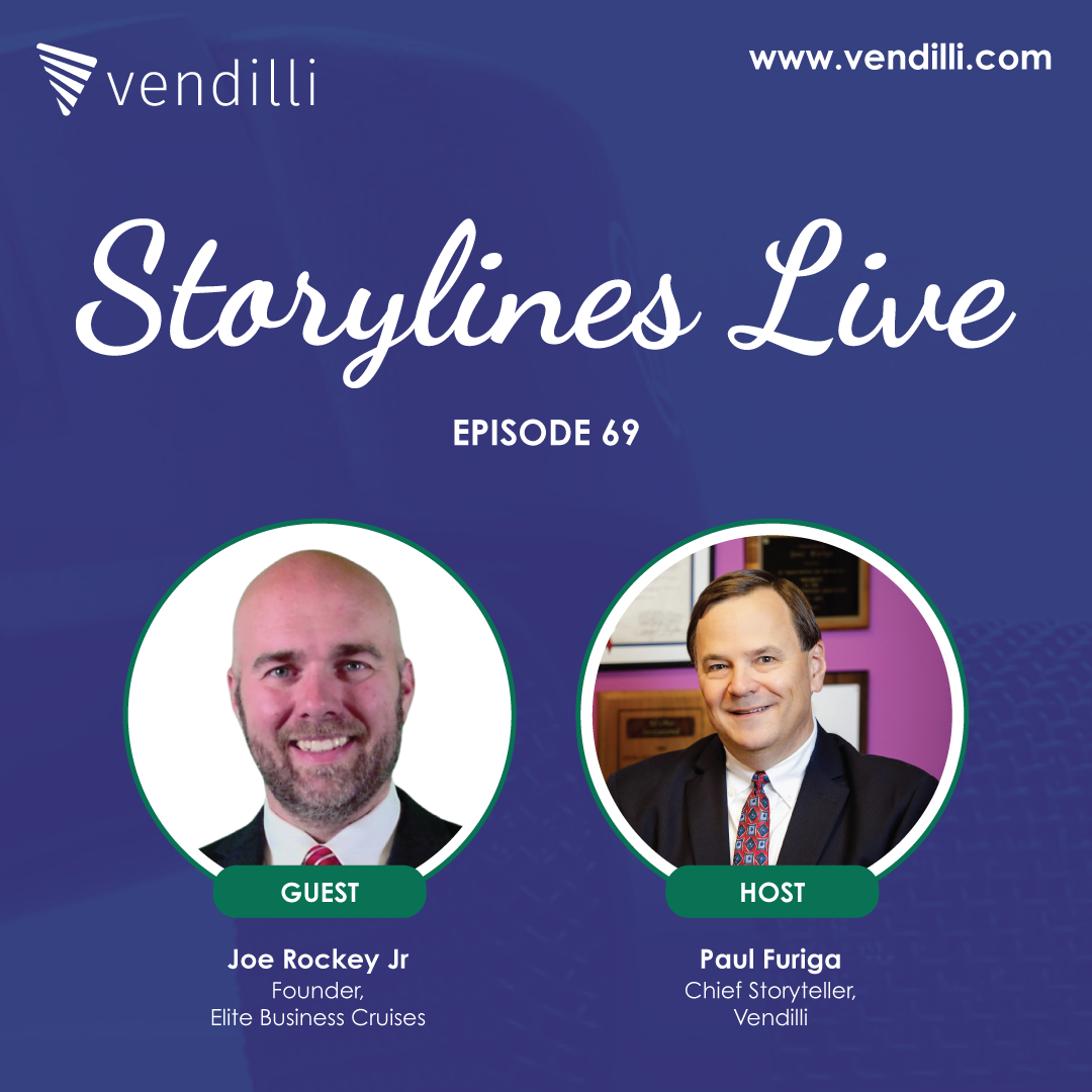 storylines live episode 69 graphic that includes headshots of guest joe rockey and host paul furiga
