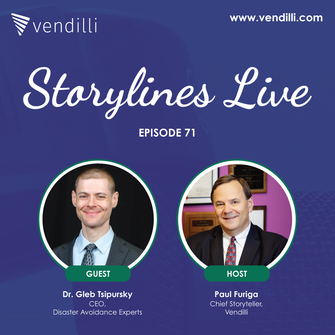 storylines live episode 70 graphic that includes headshots of guest dr. gleb tsipursky and host paul furiga